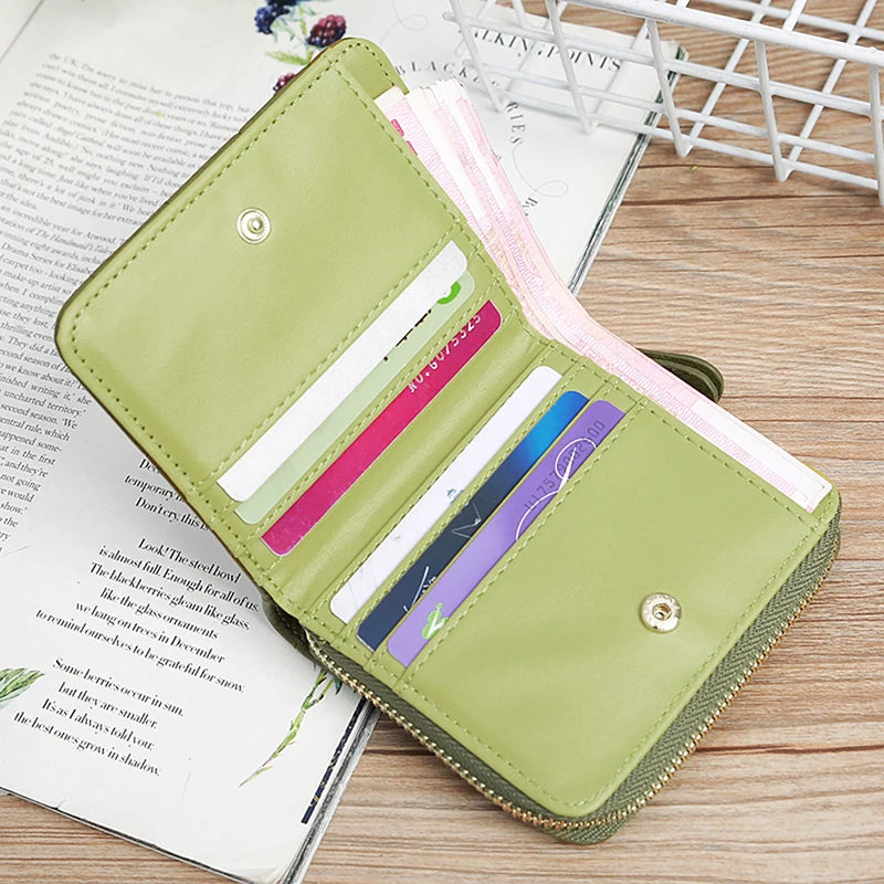 Fold PU Leather Wallets Lovely Short Women Wallets Female Mini Money Purses Female Coin Purse