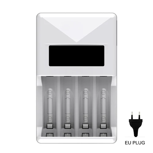 EU PUJIMAX lcd-004 ЖК-дисплей с 4 слотами умное интеллектуальное зарядное устройство для аккумуляторов AA/AAA NiCd NiMh - Цвет: EU