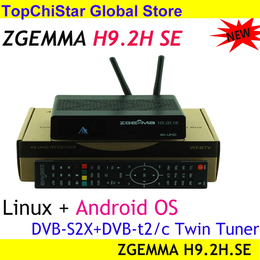 Цифровой спутниковый ресивер ZGEMMA H9.2H SE Enigma2 4K UHD DVB-S2X + DVB-t2/c двойной тюнер с ОС Linux