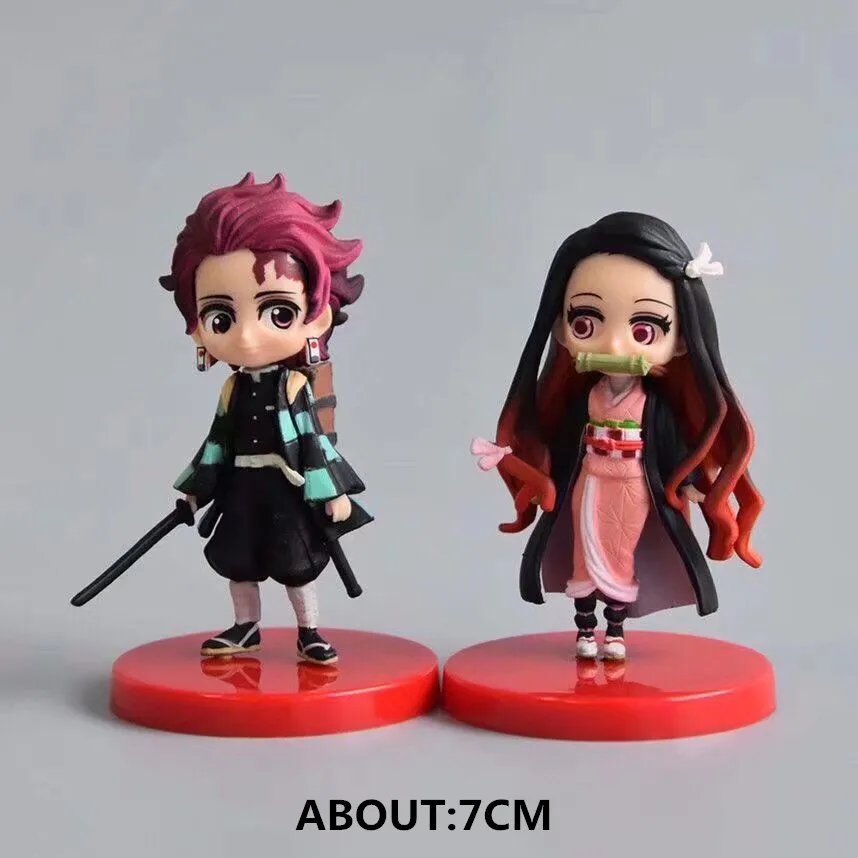 Аниме Статуэтка демон убийца Kimetsu no Yaiba Kamado Tanjirou Hashibira Inosuke Kamado Nezuko ПВХ фигурка коллекция игрушек - Цвет: Темно-серый