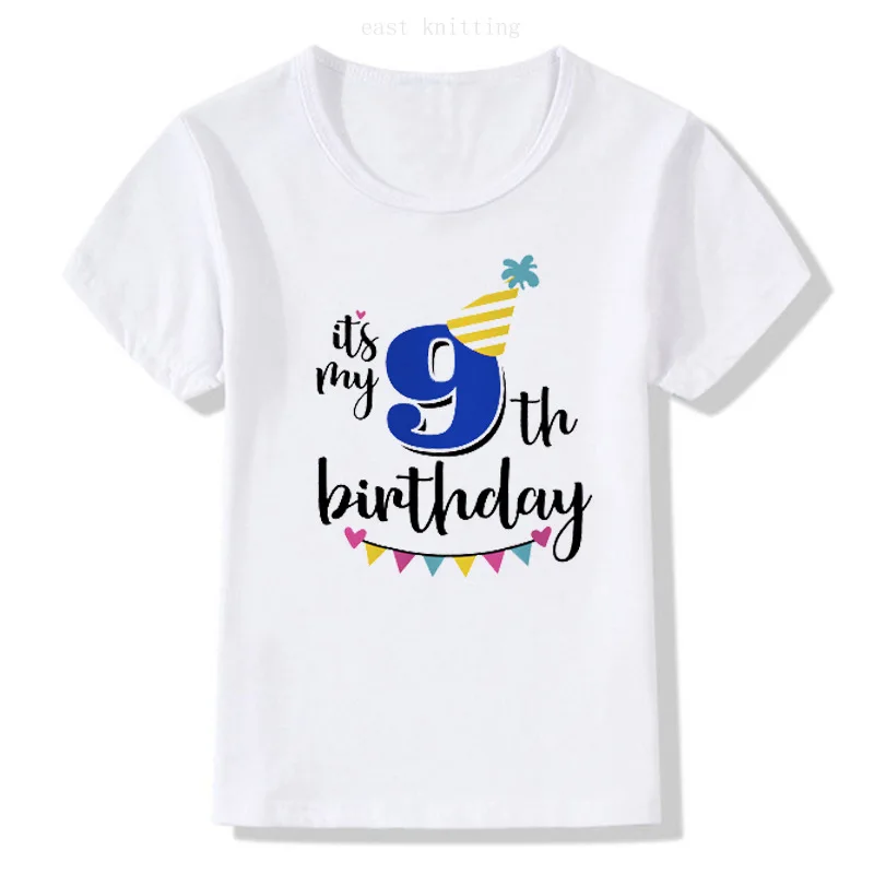 Новые детские летние футболки для дня рождения для мальчиков и девочек, футболка с короткими рукавами, Размер 1, 2, 3, 4, 5, 6, 7, 8, 9 лет, Детская праздничная одежда, футболки, топы - Цвет: CT5429