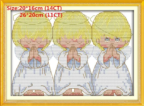 pray little angels(2 Joy Sunday водорастворимый холст для вышивки крестиком Tela Aida Punto De Cruz Kit Damas Набор для вышивки крестом 11Ct набор - Цвет: pray little angels(2
