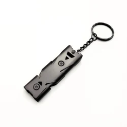 1pcs Outdoors High Decibel Portable Keychain Whistle Stainless Steel Double Pipe Emergency Survival Whistle Multifunction Tools