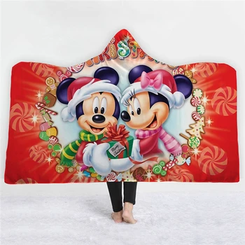 

Christmas Mickey Mouse Blanket Hooded Blanket Flannel Plush Quilt Sofa/bed/plane Travel Bedding Christmas Decorations for Home