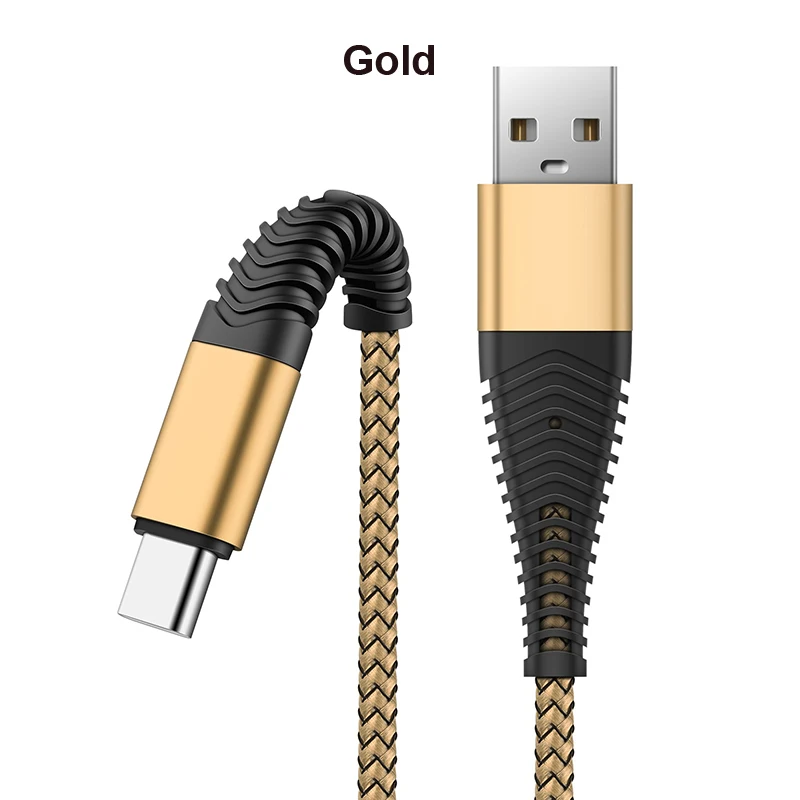 Gold(USB Type-c) 1/2/3 м зарядный кабель для синхронизации данных в Зарядное устройство Micro USB зарядный кабель USB C iOS зарядный кабель для передачи данных для iP 6 7 8 XS XR для LG для OnePlus - Цвет: Gold(USB Type-c)