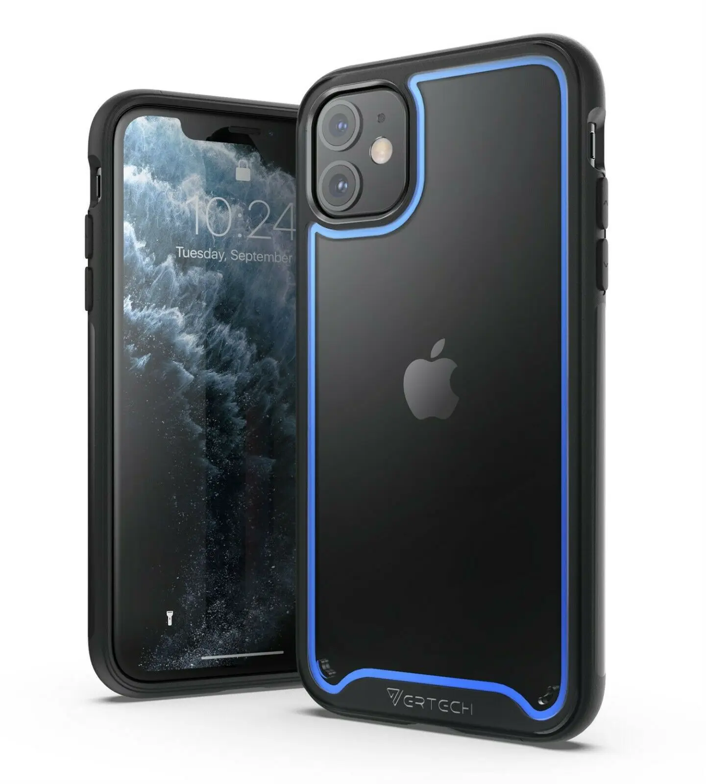 Black Blue VERTECH iPhone 11 Pro Max чехол Гибридный противоударный тонкий жесткий чехол Прозрачная защитная задняя крышка и защита экрана iPhone11 - Цвет: Black Blue