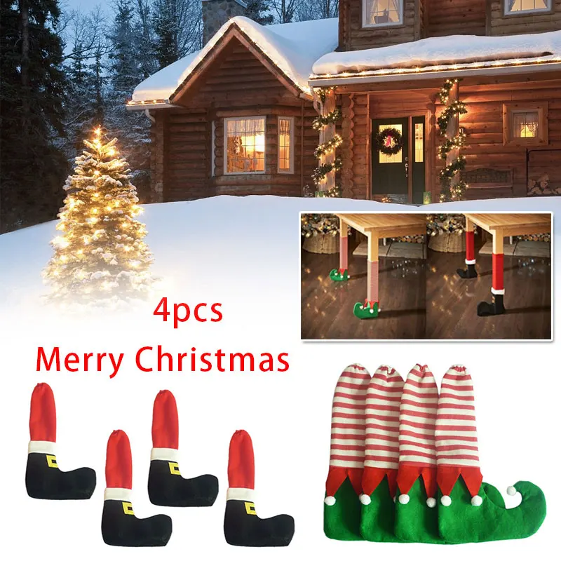 

4PCS Christmas Chair Table Leg Foot Socks Prevent Scraping Decorations Gift NEW