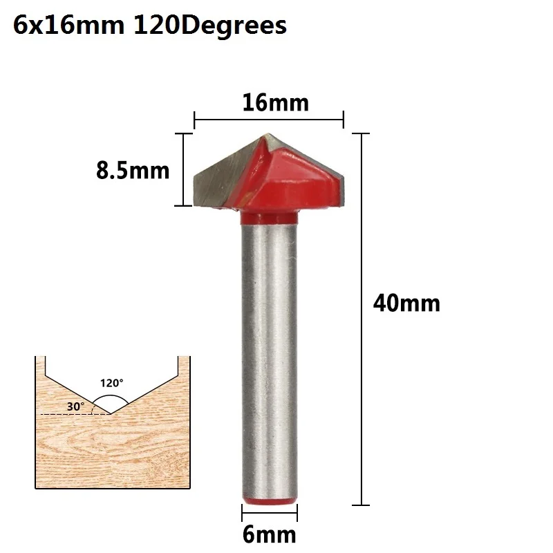 XCAN 1 шт. 60 градусов V Форма древесины фрезы с 10 мм диаметр 6 мм хвостовик древесины триммер 3D Фрезерный резак резьба по дереву нож - Длина режущей кромки: 1pc 6x16x120D