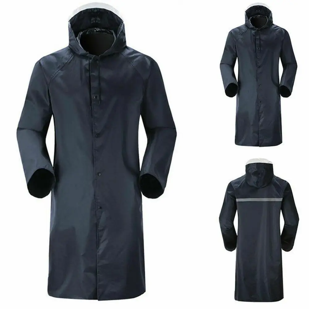 Men's Waterproof Raincoat Lightweight Casual Hooded Rain Coat Long