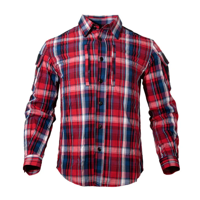 Men Long Sleeve Breathable Cotton Plaid Shirt Army Fan Plaid Tactical Shirt Women Outdoor Hiking Training Uniform cotton shirt,long sleeve shirt,men casual shirt