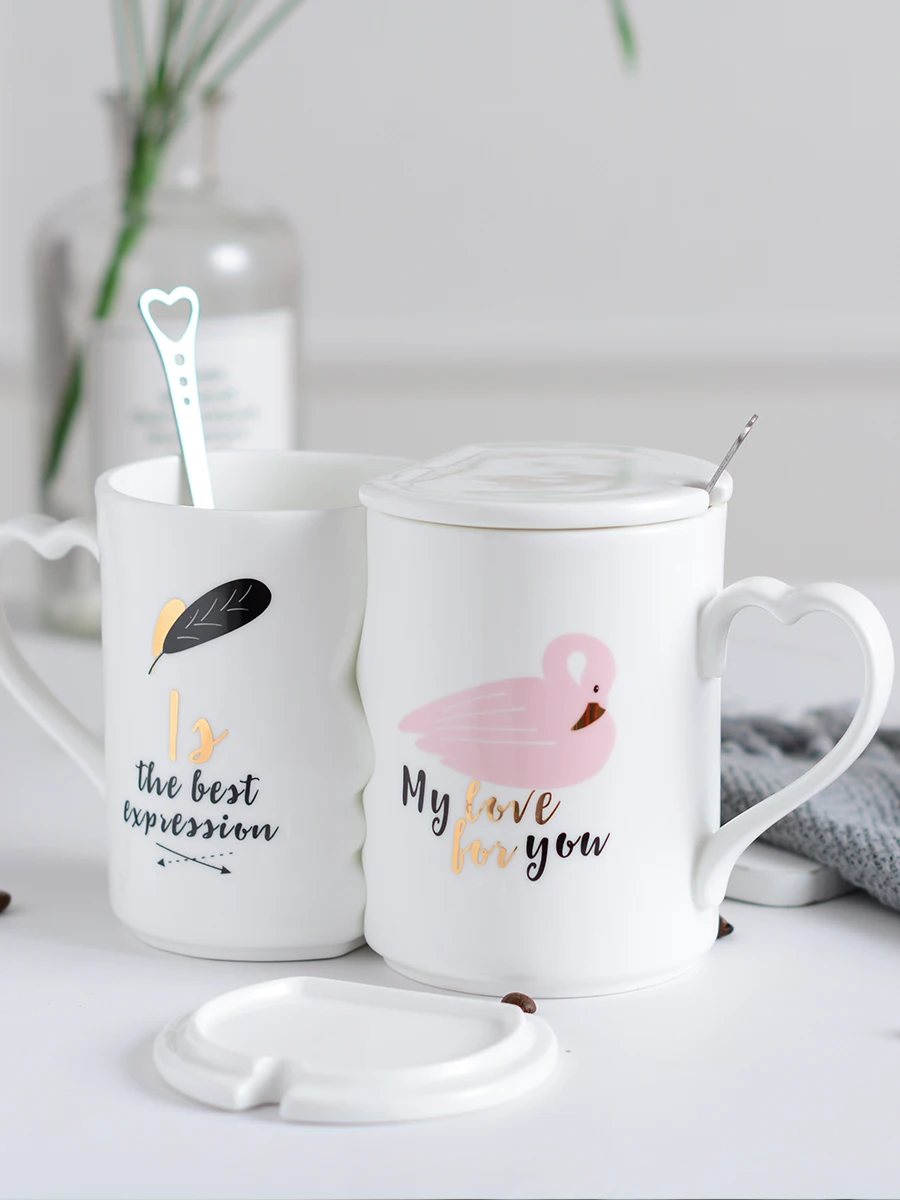 Креативная простая керамическая чашка для влюбленных, Пара кружек, Корейская версия чашек для пар, свадебные подарки, Рождественская кофейная кружка