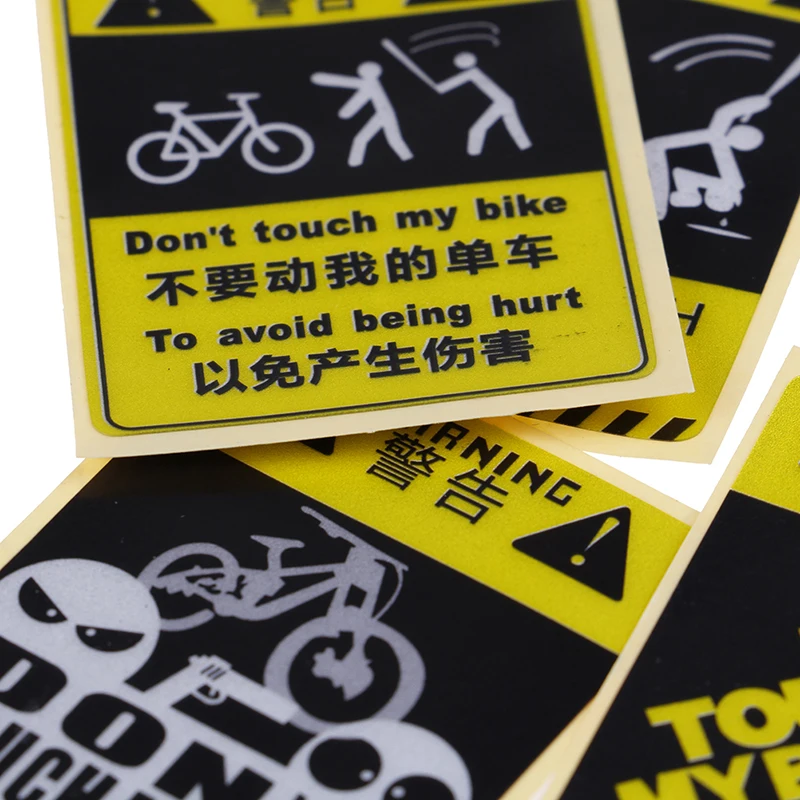 1 шт. с надписью «Don't TOUCH MY велосипед Предупреждение Стикеры Водонепроницаемый наклейка Водонепроницаемый декоративные велосипедные аксессуары 4 типов