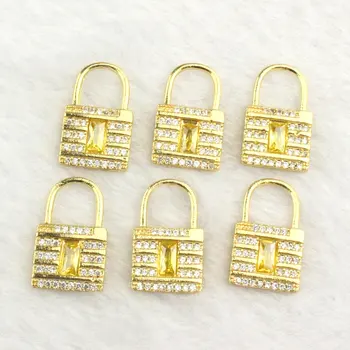 

11*18mm 20pcs/lot fashion colorful cz pendant,lock shape cubic zircon charm,jewelry wholesale bracelet/necklace accessories