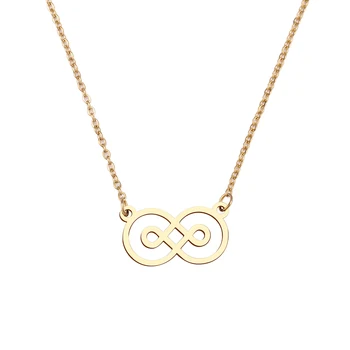 

DI-396 Stainless Steel For Women Classic 8 Word Infinite Love Pendant Necklace Gold and Silver Color Necklace Engagement Jewelry