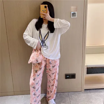 

New Women Pyjamas Ladies Long Sleeves Pajamas Set 2020 Spring autumn Japanese Simple Cute Sleepwear femme Homewear suit Pijama