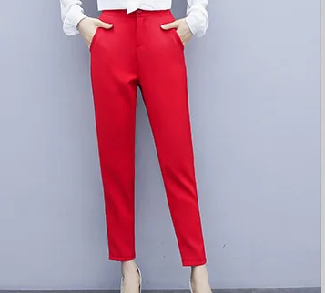 Повседневные высококачественные женские костюмы, брючный костюм, осенний тонкий красный женский красный пиджак, маленький костюм для женщин, большие размеры, тонкие брюки - Цвет: pants