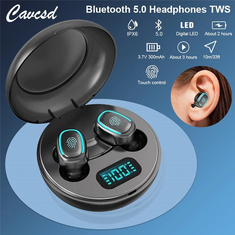 A10 Wireless Mini Sport Stereo Headset Waterproof Bluetooth 5 0 Earbuds Touch Control TWS In Ear HiFi Earphone With Charging Box