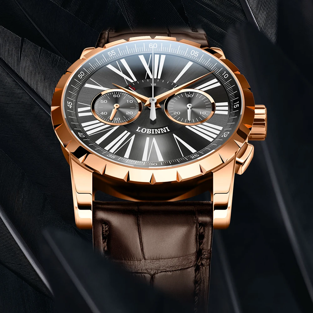 

Switzerland LOBINNI Men Watches Luxury Brand Venus Chronograph Manual Mechanical Men's Clock Sapphire relogio masculino L16011