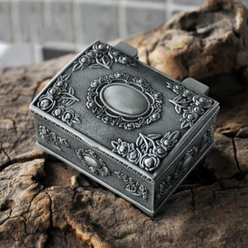 

1pc Rectangle Wedding Zinc Alloy Ring Box Jewelry Display Case Holder Gift Boxes Amazing Storage Organizer