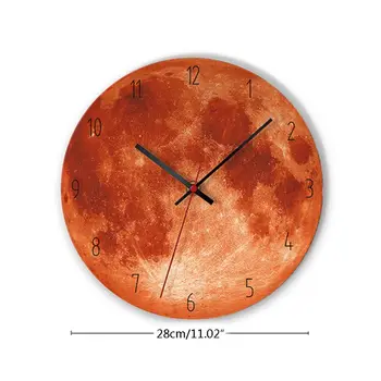 

Decorative Wooden Wall Clock Moon Black Hole Pattern Mute Wallclock Home Decor T8WB