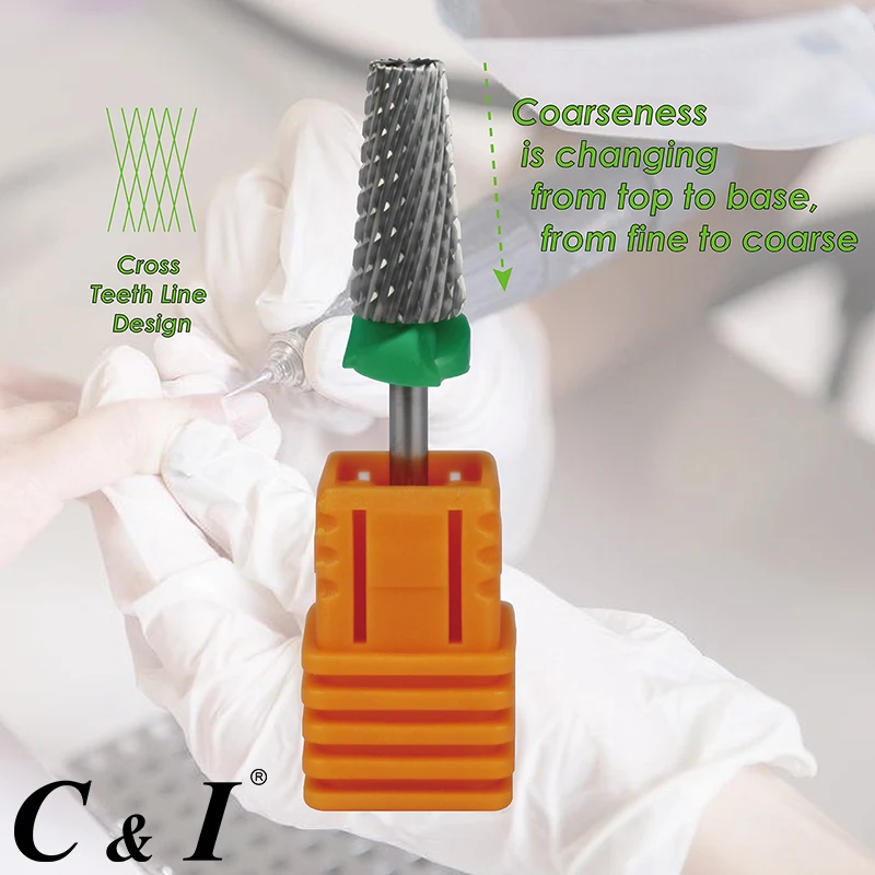 5 in 1 Nail Drill Bit, Cross Teeth Edition, Size Coarse-C, Multi-function Nail Drill for Electric Nail Drill Machines