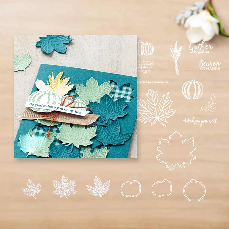 

JC384 Maple leaf Metal Cutting Dies and stamps Scrapbooking For Paper Making Supplies Embossing Frame Christma