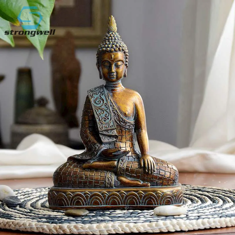 Strongwell Смола Имитация медь буддизм Bodhisattva статуя Будды Шакьямуни скульптура Будды голова Будды Смола Ремесло Декор