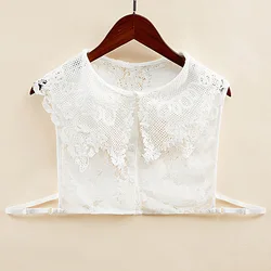 Lace Flower Embroidery Detachable Collars Ladies Lapel Choker Necklace Shirt Fake Collar Blouse Tops Women False Collars