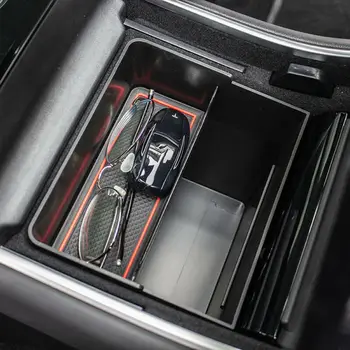 

2 Tier Car Console Storage Box 24*19*17cm Center Trash Garbage Can Nonslip rubber