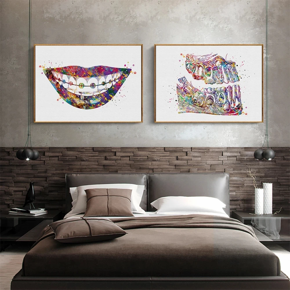 

Home Decoration Canvas Painting Dental Teeth Anatomy Tooth Row Medical Teeth Roots Modular Poster Nordic Wall Artwork HD Printed