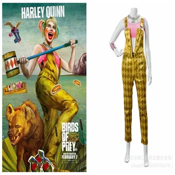 

Batman Birds of Prey Cosplay Harley Quinn Costume Adult Women And girl Outfit Overalls And vest Party performance costumes