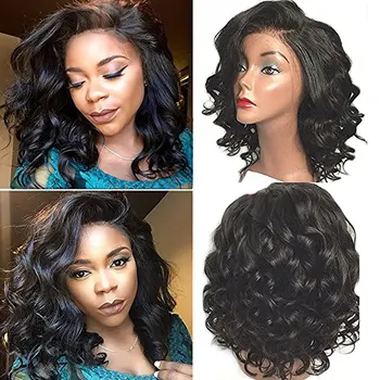 

Short Bouncy Curly Bob Lace Front Human Hair Wigs 13x4 Lace Frontal Wig 150% Remy Aunty Funmi Brazilian Hair Wigs For Women