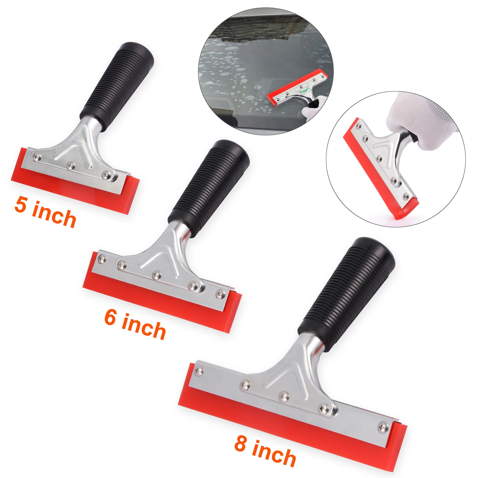 

FOSHIO 5/6/8 Water Snow Handle Scraper Squeegee with Rubber Blade Car Windshield Wiper Vinyl Wrap Household Cleaning Hand Tool