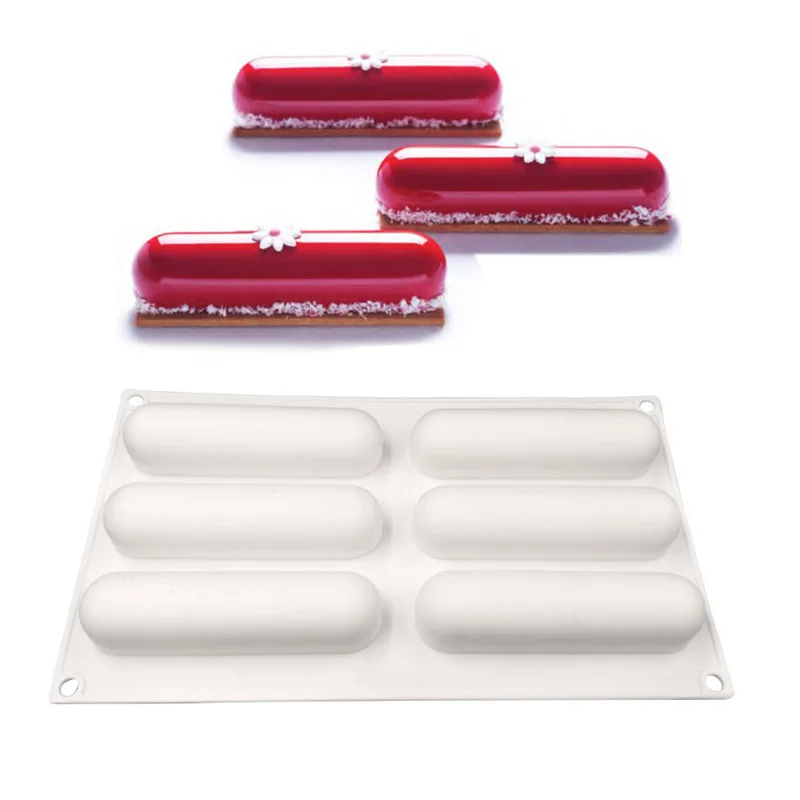 

Strip Silicone Cake Baking Mold, 6 Cavity, Ham Sausage, Mousse Dessert, Chocolate, Ice-cream, Pudding Bakeware, Decorating Tools