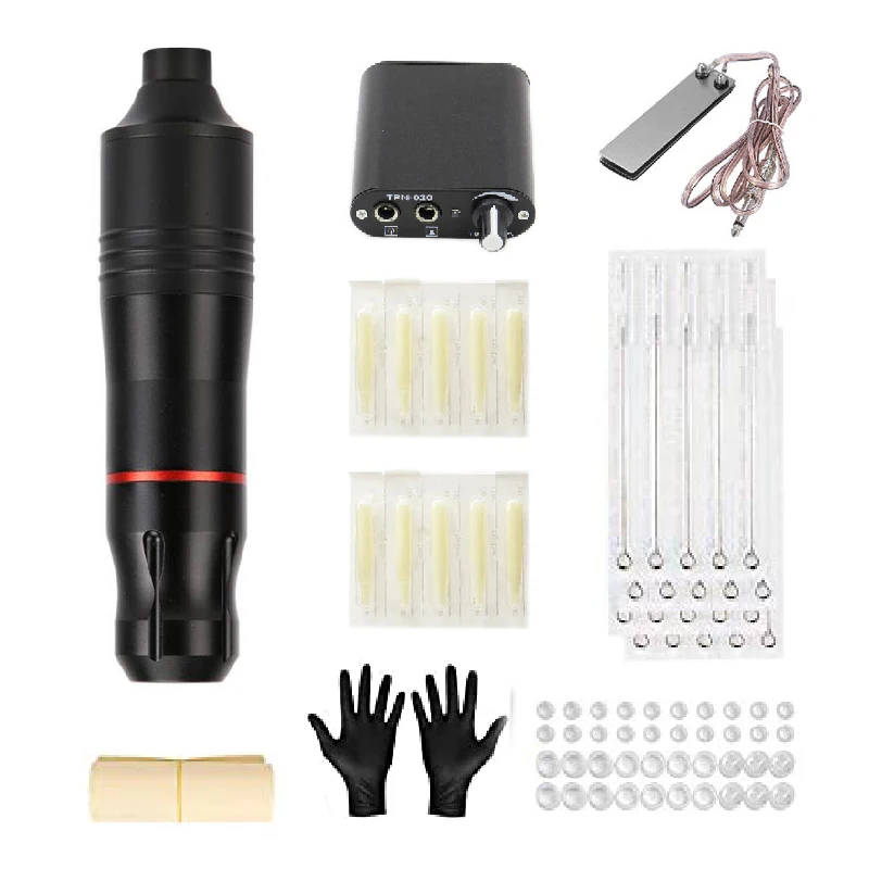 

Tattoo Kit Rotary Tattoo Machine Pen Style Set LCD Power Pedal Tattoo Supply Free Delivery Permanent Makeup Tattoo needles