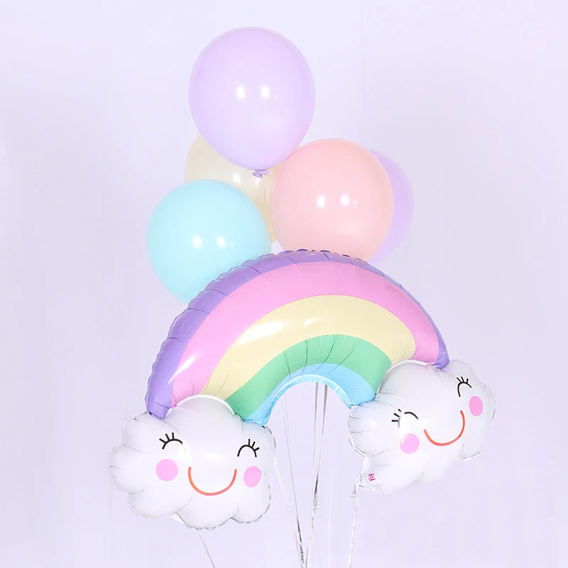 Комплект балони Дъга и облак розов металик, 5 броя1 - Парти артикули и  украса - Partilino.com