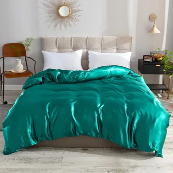 

1 Pc Silk Quilt Cover Soild Color Luxury Duvet Cover Single/double/queen/king Size Bed Cover