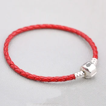 

High Quality Original 1:1 100%925 Sterling Silver Red Leather Bracelet Free Shipping Is Preferred As A Gift