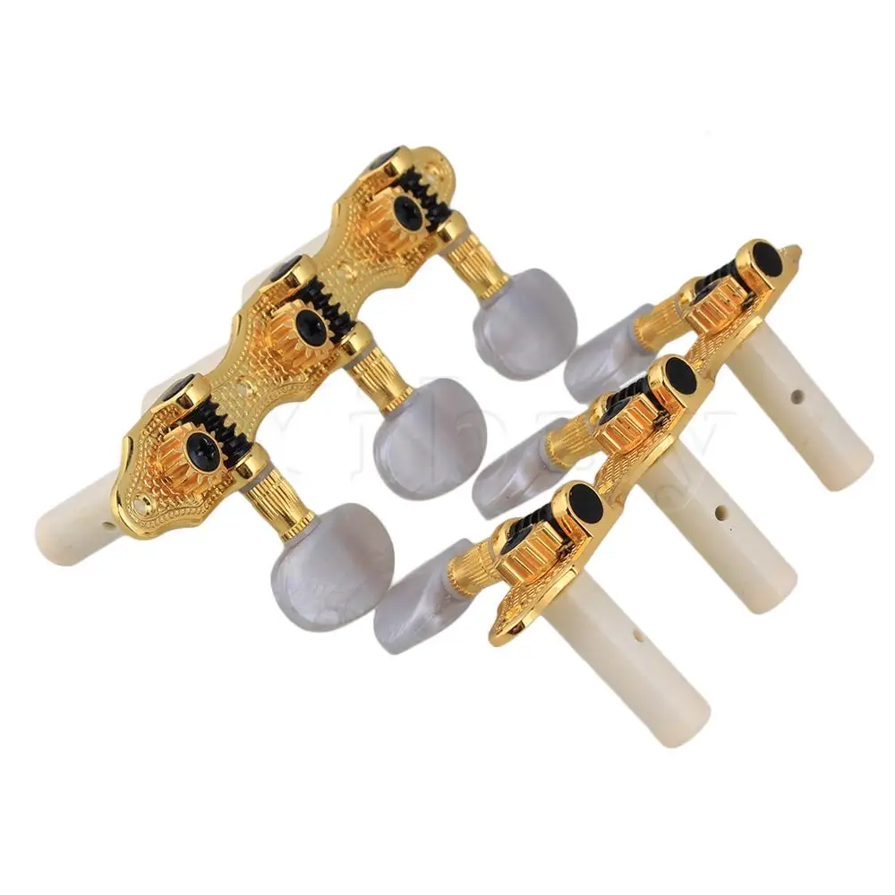 Yibuy Gold Classical Guitar Shaft Machine Heads 3+3 Tuners for Nylon Strings 