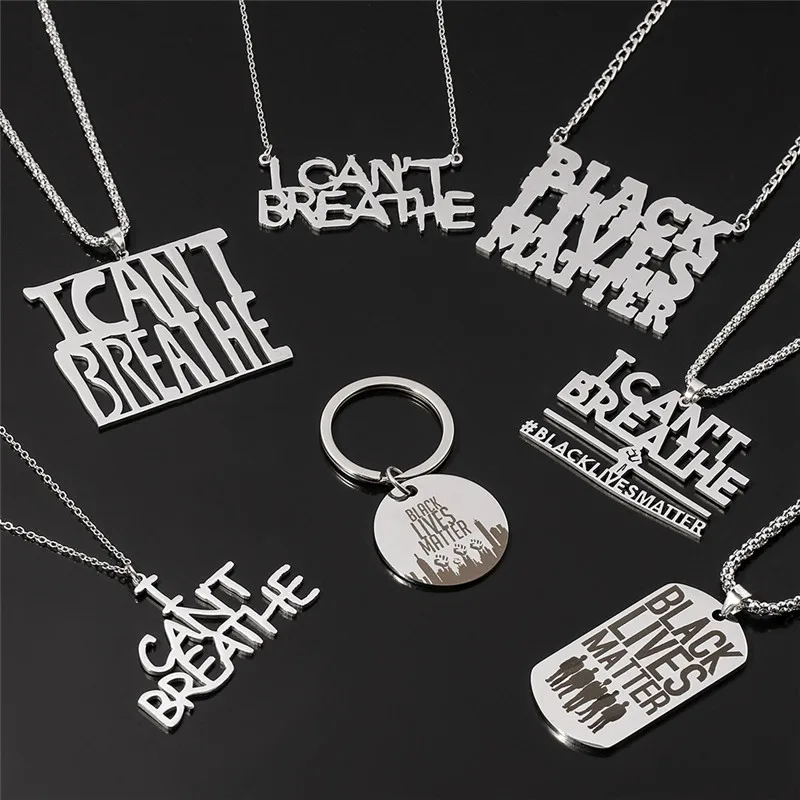 USA Black Resist Fist I Can't Breathe George Floyd Lives Matter Pendant Necklace Stainless Steel HipHop Necklaces Jewelry |