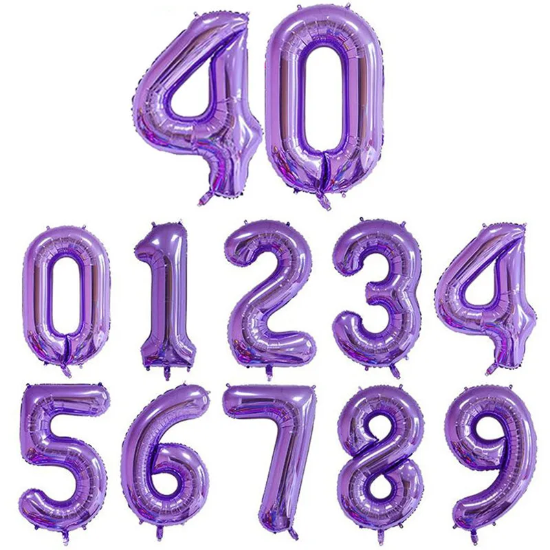 Purple 1 шт 40 дюймов Цвет-розовое золото Количество воздушных шаров алюминиевого Фольга с днем рождения воздушные шары для свадьбы украшения для вечеринки - Цвет: Purple