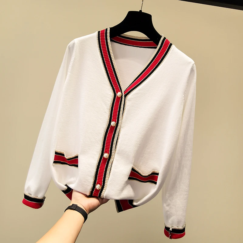 ^*Best Offers V-neck Fashion Patchwork cardigan sweater women long sleeve loose knitted cardigans elegant korean 2019 autumn new arrival ^*Best Offers V-neck Fashion Patchwork cardigan sweater women long sleeve loose knitted cardigans elegant korean 2019 autumn new arrival