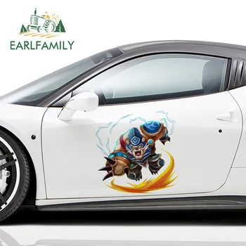 

EARLFAMILY 43cm x 43cm Cartoon Volibear Funny Car Sticker Decal Waterproof Vinyl Car Wrap Door Creative Bear Thunder Car Styling