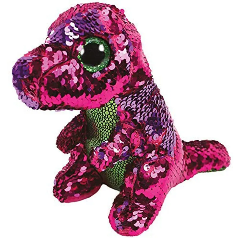 Sequin Stompy Dragon Ty плюшевый Кукла в виде животных с блестками мягкая плюшевая кошка сова лиса кролик Единорог Фламинго овечка Дракон Собака игрушечные Пингвины " 15 см - Цвет: Sequin Stompy Dragon