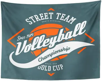 

Label with Ball and Arrows for Volleyball Sport Game Sportswear Athletic Street University College Team Tapestry Home Decor Wall
