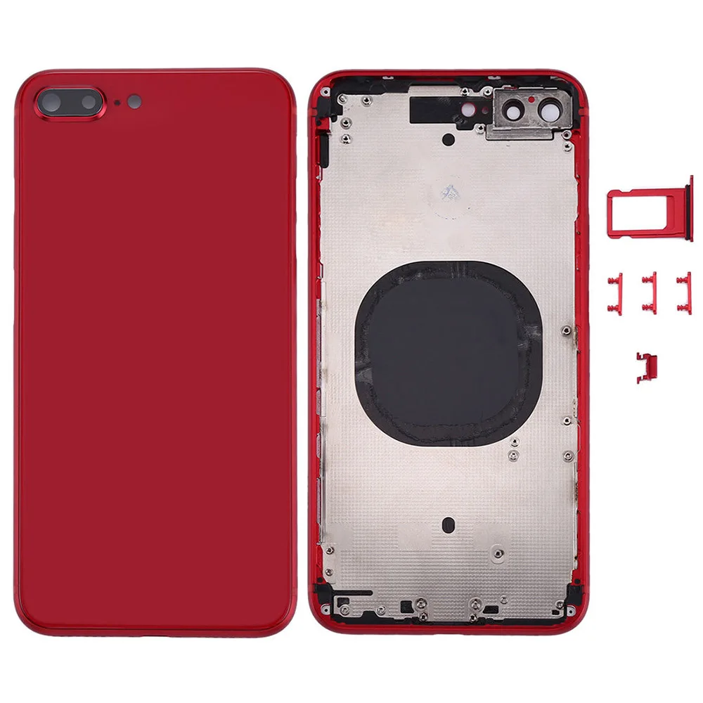 Для iPhone 8 8G 8 Plus 8 P батарея задняя крышка Дверь задняя крышка+ средняя Рамка для iPhone X XR Корпус чехол с sim-лотком боковые ключи - Цвет: Red For 8Plus