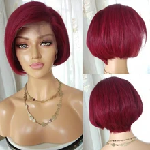 WINBO бразильские волосы remy женские парики боб волнистые полные парики шнурка красный цвет Предварительно сорванные Волосы Детские волосы