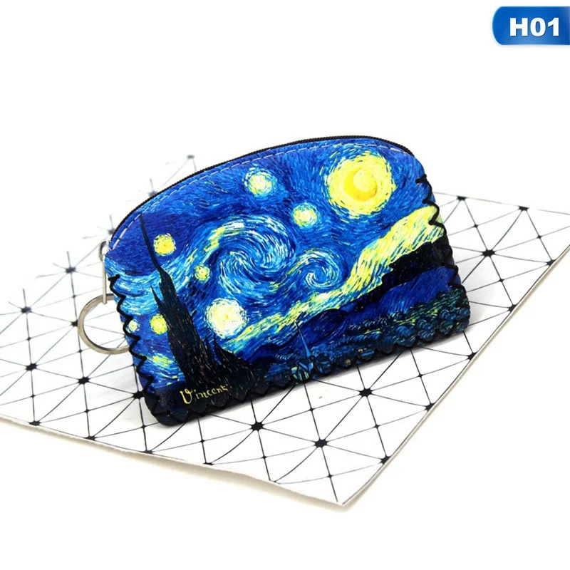 H01 1 шт. мини винтажный Кошелек для монет с масляным рисунком женский модный кошелек из искусственной кожи с рисунком модный кошелек с карманом для денег - Цвет: H01