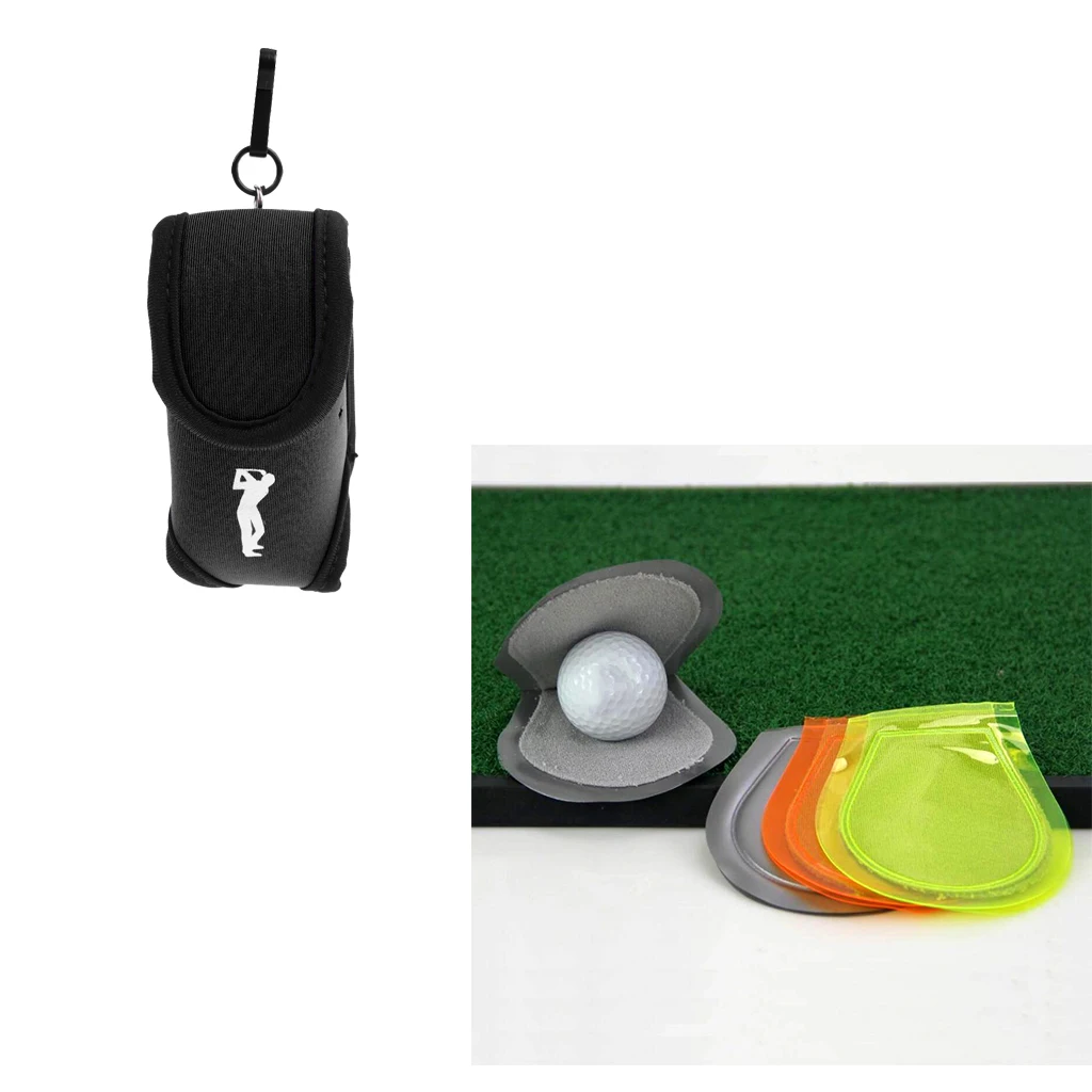 Neoprene Mini Golf Ball Holder Pouch Bag with Belt Clip & Ball Clean Towel Golf Ball Cleaner Washer Golf Club Accessories