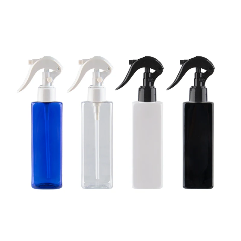 

250ml Refillable Square Containers With White Black Trigger Pump 250cc x 25 Cosmetic Plastic Bottle For House Cleaning Skin Care
